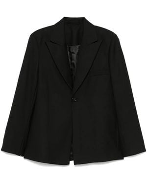 Séfr Interlock Twill Weave Blazer With Peak Lapels - Black