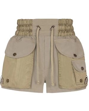 Balmain Cargo Shorts With Elastic Waist - Natural