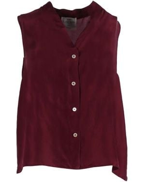 forte_forte Silk Habotai V-Neck Top - Purple