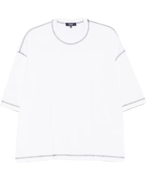 Comme des Garçons Contrast-Stitch Boxy-Fit T-Shirt - White