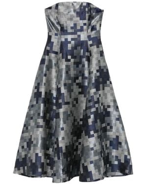Leen Mougrhabi Amira Strapless Pixel-Print Midi Dress - Blue