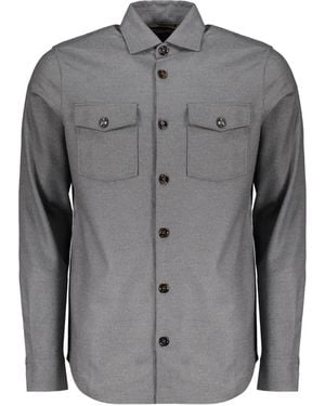 Moorer Button-Up Chest-Pocket Shirt - Grey