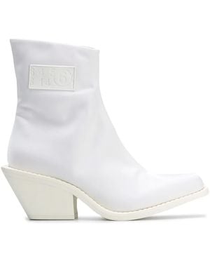 MM6 by Maison Margiela Logo-Patch Ankle Boots - White
