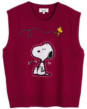 Chinti & Parker Snoopy Intarsia-Knit Vest - Pink