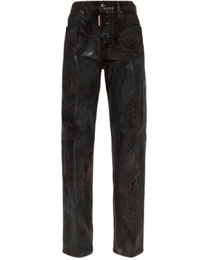 DSquared² Animal-Print Cotton Trousers - Schwarz