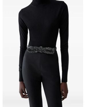 Carolina Herrera Tweed Bow Belt - Black