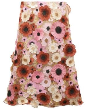 Dorothee Schumacher Blooming Meadow 3D Floral-Embroidered A-Line Midi Skirt