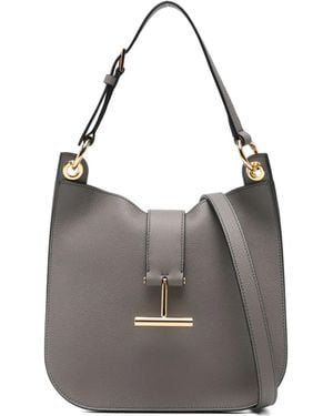 Tom Ford Small Tara T-Bar Leather Shoulder Bag - Gray