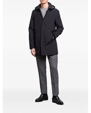 Herno Hooded Concealed-Fastening Coat - Blue