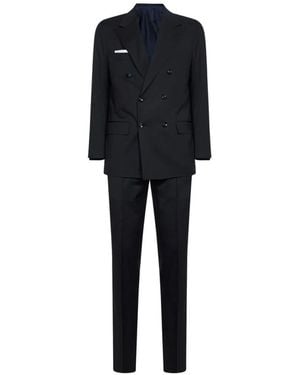 Kiton Double-Breasted Virgin Wool Suit - Black