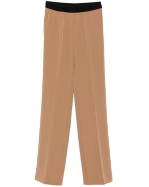 ERMANNO FIRENZE Logo-Waistband Straight-Leg Pants - Natural