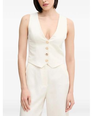 GAUDI V-Neck Buttoned Vest - White