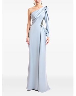 Gemy Maalouf One-Shoulder Beaded-Embellished Dress - Blue