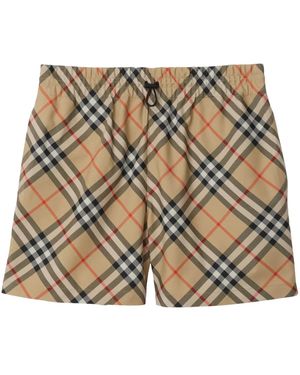 Burberry Twill Check Shorts - Natural