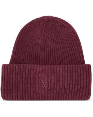 Max Mara Ribbed Logo Beanie - Red