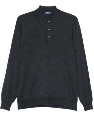 Fedeli Fine-Knit Polo Shirt - Blue