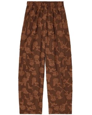 Ganni Pantalon En Fil Coupé À Fleurs - Brown