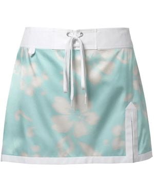 JULIE KEGELS Floral-Print Lace-Up Skirt - Blue