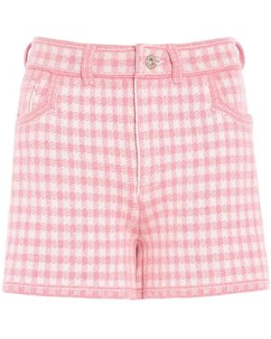 Barrie Shorts Met Gingham Ruit Van Kasjmierblend - Roze