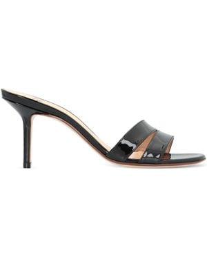 Francesco Russo Patent Leather Stiletto Sandals - Black