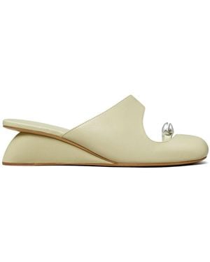 Tory Burch Pierced 45mm Wedge Mules - White