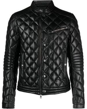 Moncler Zancara Quilted Leather Moto Jacket - Black