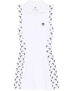 Marine Serre Athleisure Polo Mini Dress With Moon Inserts - White