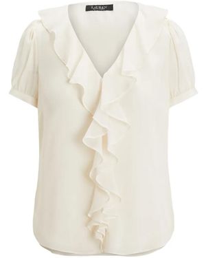 Ralph Lauren Ruffled V-Neck Top - White