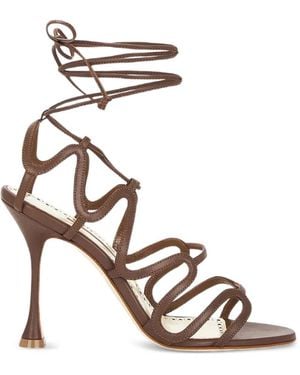 Manolo Blahnik Tie-Detail Leather Sandals - White