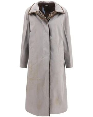 Prada Cappotto Monopetto Reversibile - Grigio