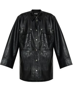 Gestuz ロングスリーブ レザーシャツ - ブラック