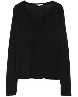 James Perse V-Neck Long-Sleeve T-Shirt - Black