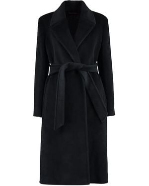 Max Mara Belted Wool Coat - Black