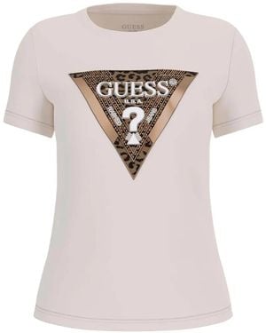 Guess Leopard-Print Logo T-Shirt - White