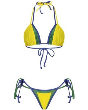 Amir Slama X Tati Barbieri Halterneck Layered Side-Tie Bikini - White