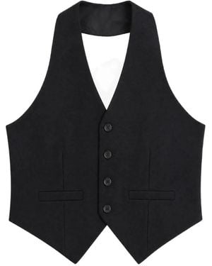 MM6 by Maison Margiela Gilet Met Halternek - Zwart
