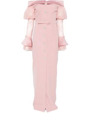 SILK LOVE & LACE Andrea Lace-Panelled Off-Shoulder Maxi Dress - Pink