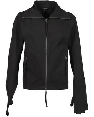 Troubled Waters High-Neck Gloved Jacket - Black