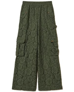 Twinset Floral-Lace Palazzo Pants - Green