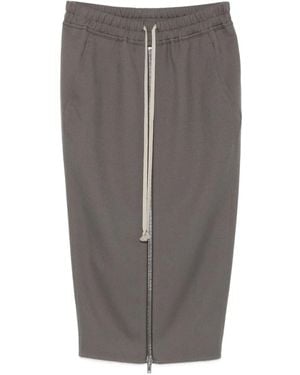 Rick Owens Zip-Front Drawstring Midi Skirt - Grey