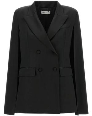 Federica Bonifaci Blazer Cape Tuxedo À Boutonnière Croisée - Black