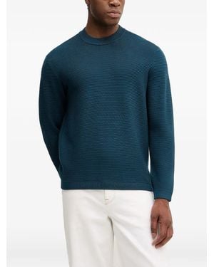 ARMANI EXCHANGE Ribbed Crew-Neck Jumper - Blue