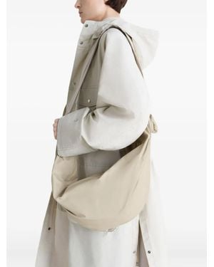 Lemaire Large Soft Croissant Leather Shoulder Bag - White