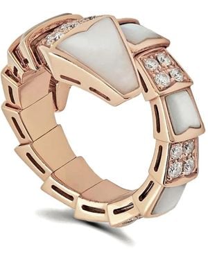 BVLGARI 18K Rose Serpenti Viper Diamond Ring - Pink