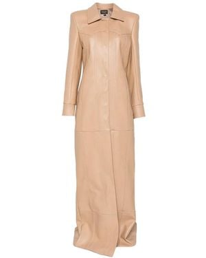 MITILIANE COUTURE Contrast-Stitched Leather Coat - Bianco