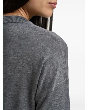 Liu Jo Rhinestone-Logo Side-Slit Jumper - Grey