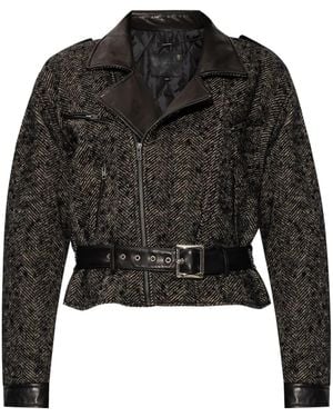 R13 Herringbone-Pattern Biker Jacket - Black