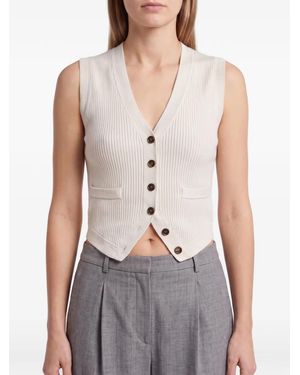Brunello Cucinelli Ribbed-Knit Cashmere Waistcoat - White