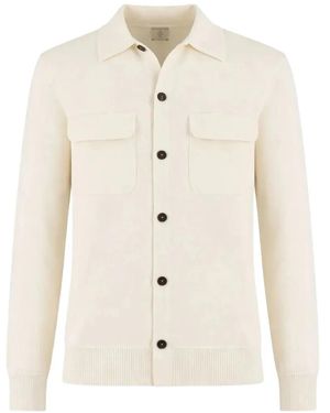 Eleventy Patch-Pocket Button Shirt Jacket - White