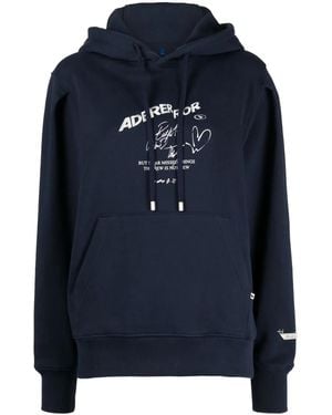 Adererror Logo-Embroidered Cotton Hoodie - Blue